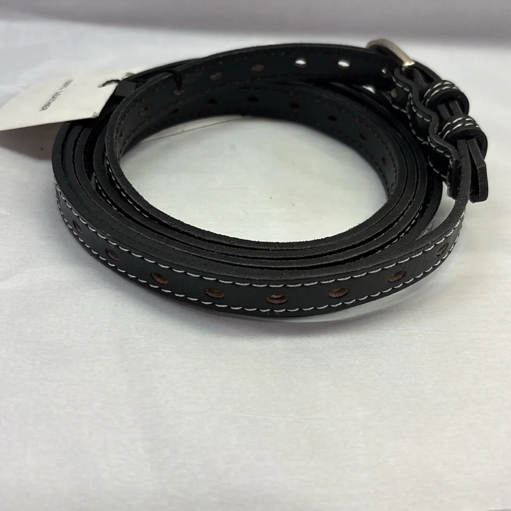 Zara Skinny Black Leather Double Wrap Belt